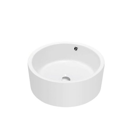 DAWN Dawn CASN134537 Contemporary Vessel Above-Counter Cylinder Ceramic Art Basin with Overflow; White CASN134537